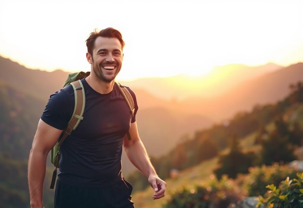 Man in nature, full of vitality